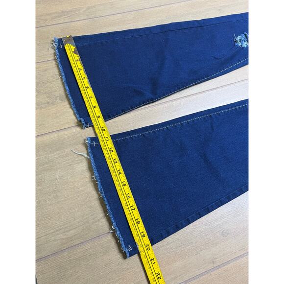 Vintage Look blue high-rise distressed flare Flamingo Distressed Jeans Sz 25x30 - Picture 9 of 12